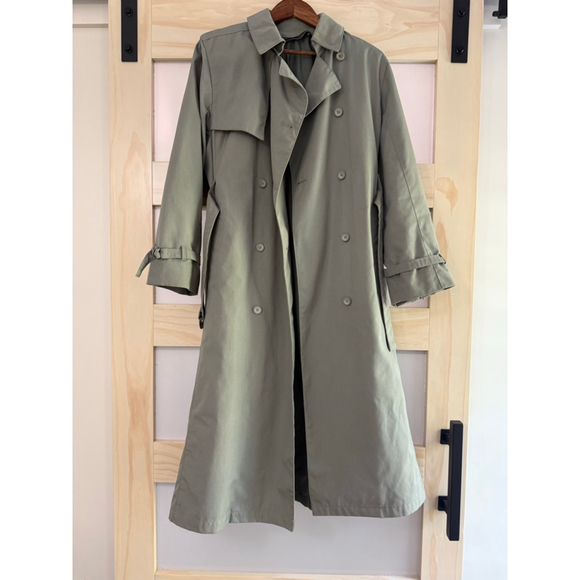 Vintage London Fog Trench Coat Women’s 12 Reg Green Belted Liner - Picture 1 of 9